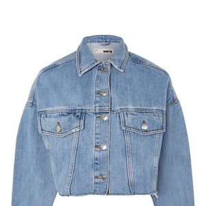 Cropped light wash jean jacket